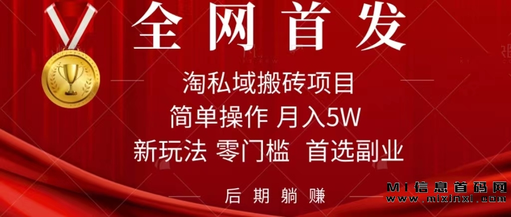 淘私域首码搬砖计划：轻松月入5W，每天仅需1小时无脑操作，后期自动躺赚！-首码项目网