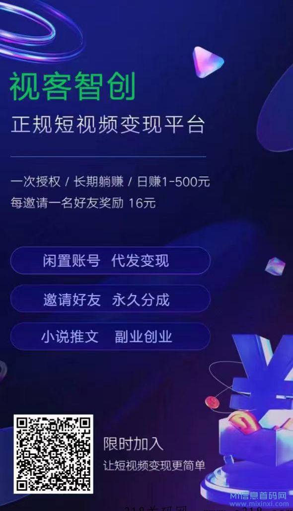 【视客智创】新选择！零撸可投！-首码项目网