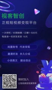 视客智创视频短剧，在原基础的情况下增加了【今日头条】-首码项目网