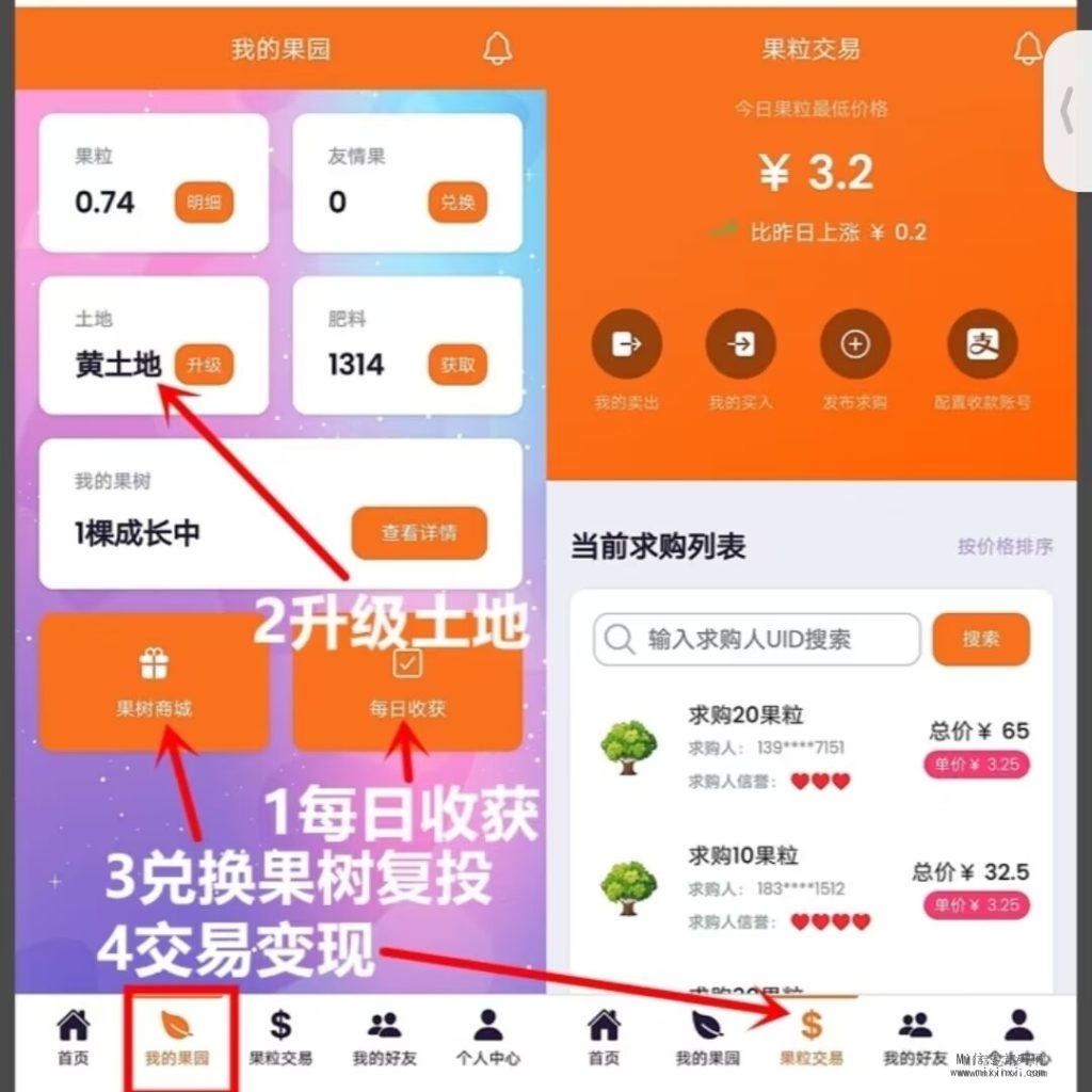 《缤纷果园》，一颗果树（15果粒）1280肥料！-首码项目网