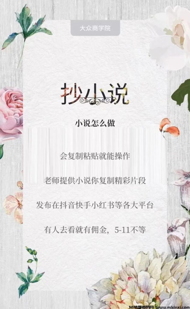 抄小説:150-300/天,复制粘贴玩法,致富新途径~-首码项目网