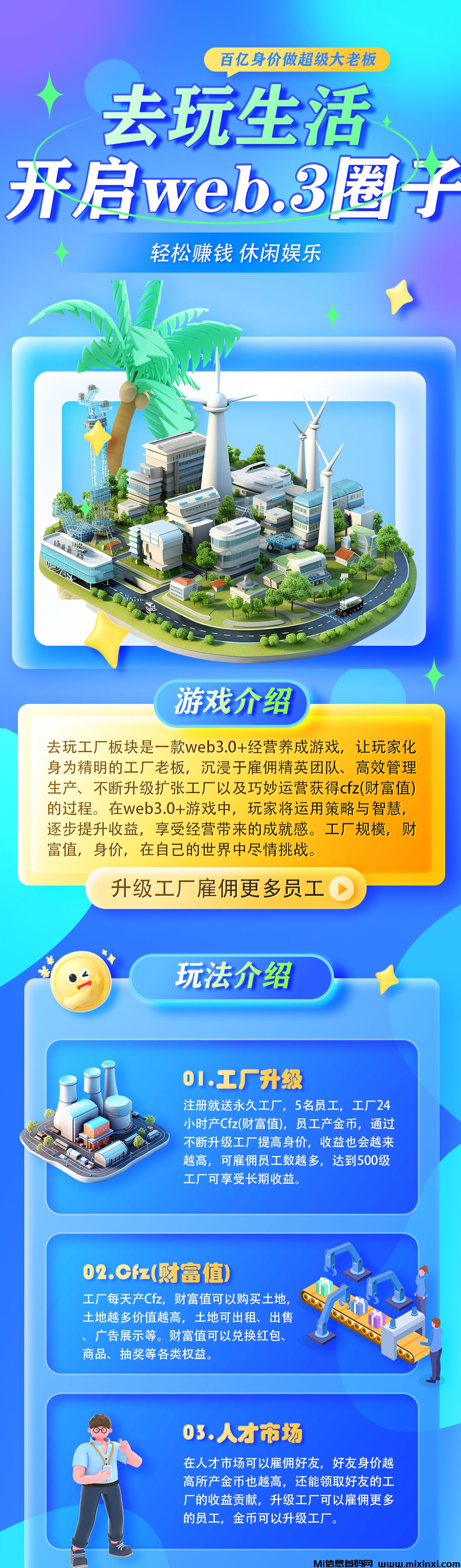 去玩生活首创零投资web3.0网赚城市，零撸注册送工厂，永久地，自由竞拍-首码项目网