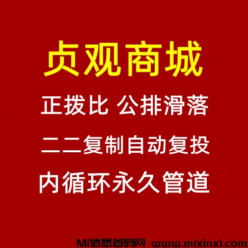 贞观商城，正拨比，公排滑落，二二复制全新模式，集团公司出品，2024王炸项目-首码项目网