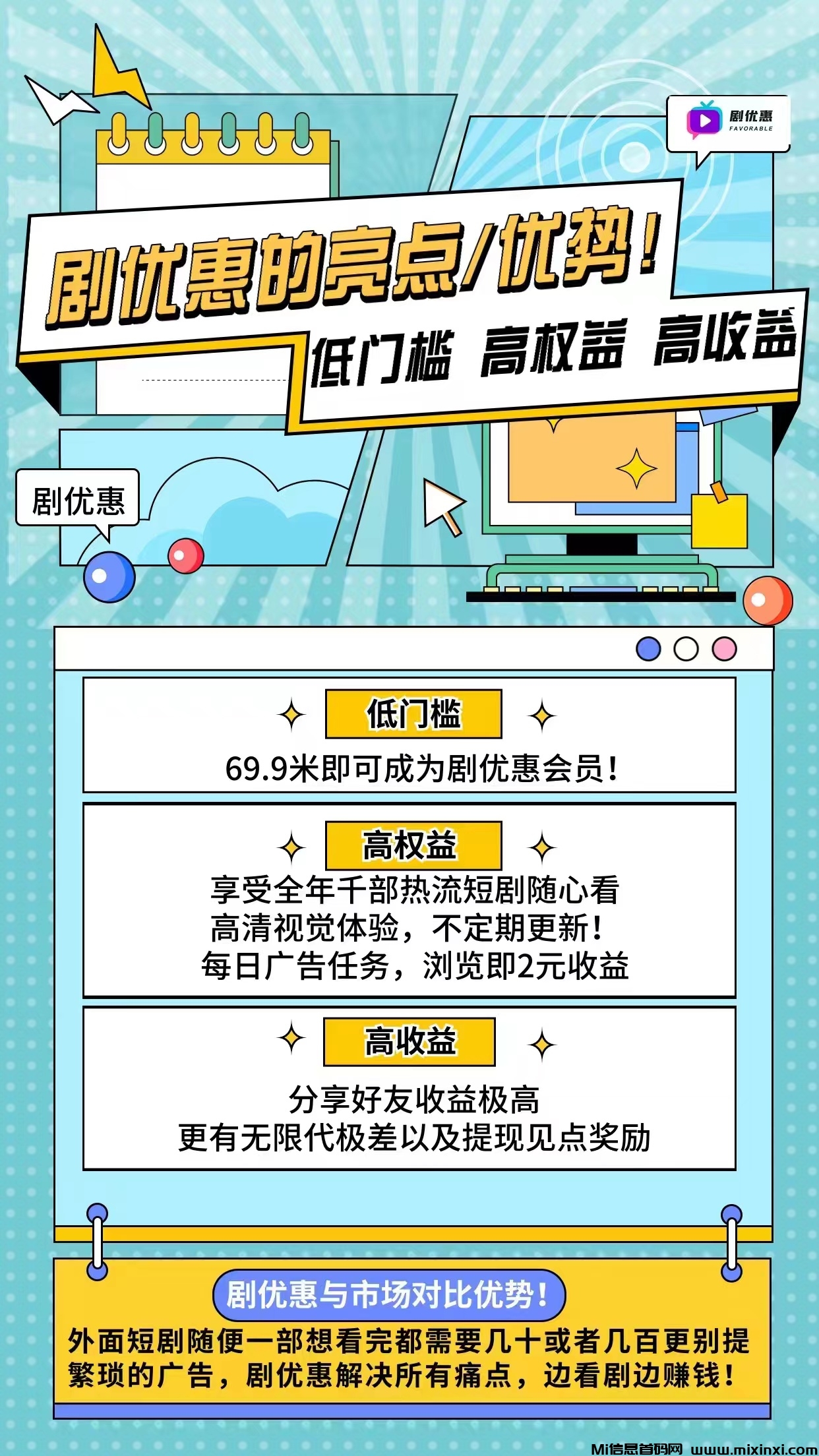 剧优惠，每天一个广告收益高，提米秒到-首码项目网