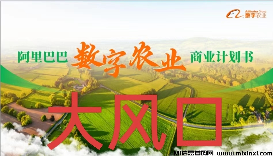 首码阿里数字农业正式启动！站在风口，谁都会起飞。-首码项目网