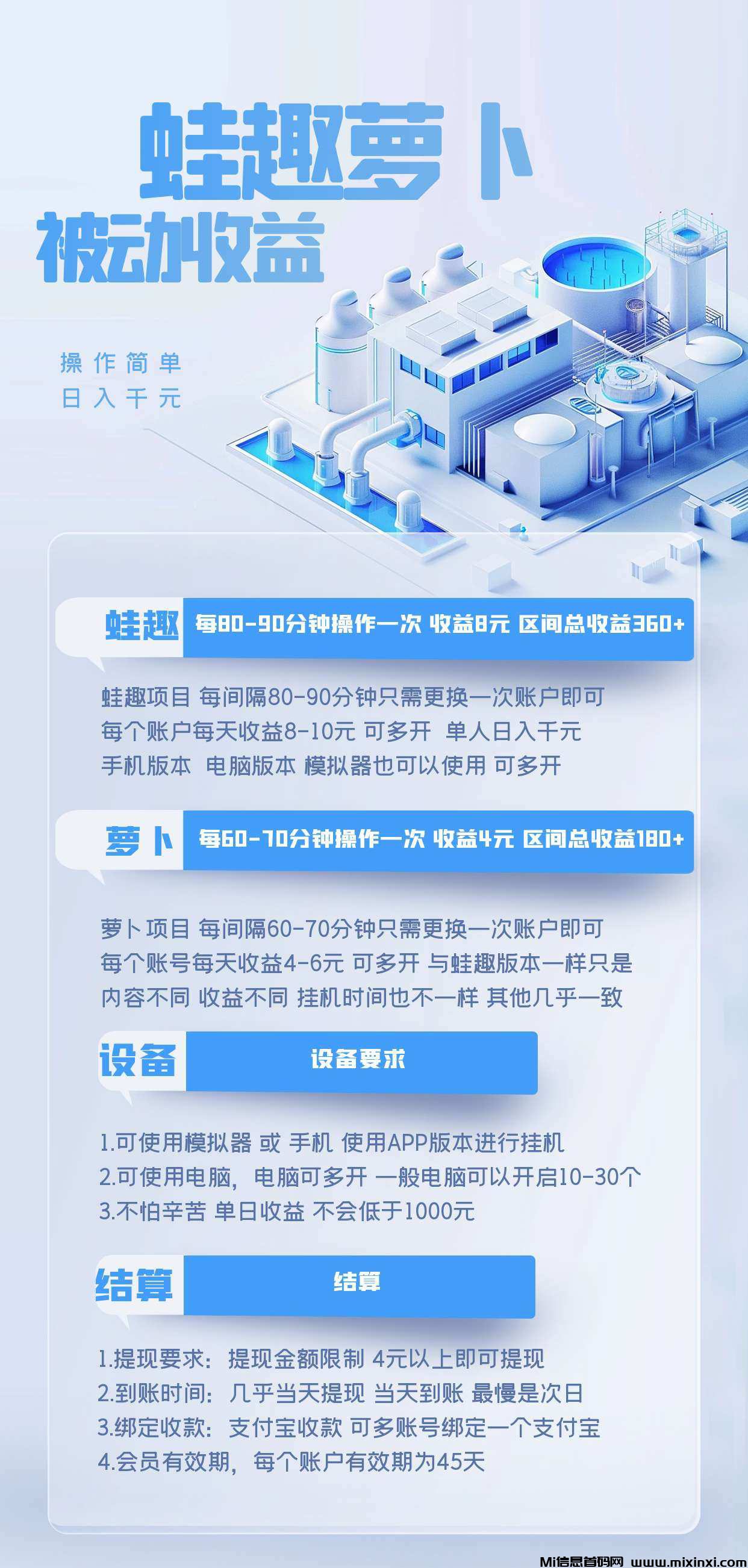 蛙趣萝卜首码挂机项目，稳稳当当-首码项目网