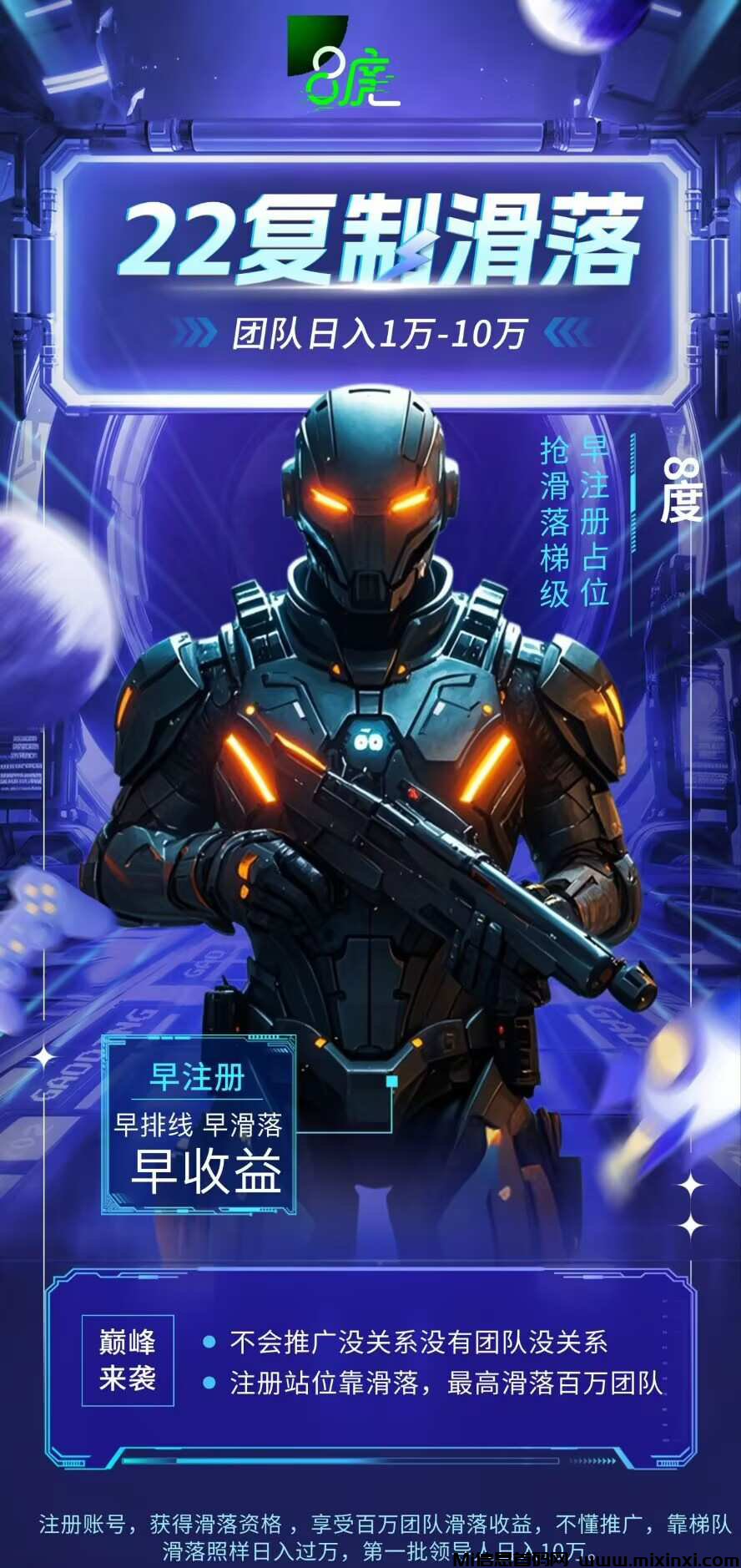 【八度空间滑落】二二复制，全网公排滑落，20元让你日入过万！-首码项目网