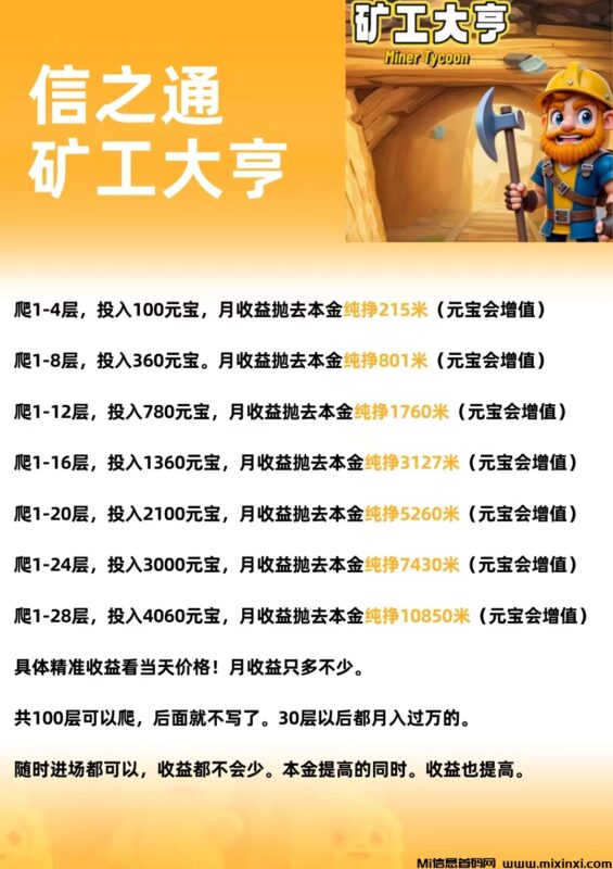零撸矿工大亨,注册就送矿工,早上车早吃肉,只带代理群-首码项目网