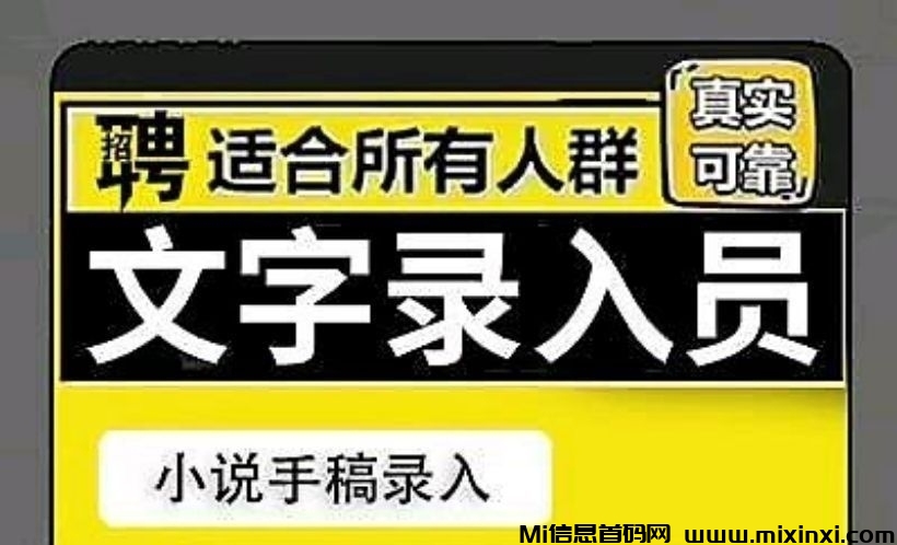 小说录入，打淘宝订单，成语录入、收入比较稳定-首码项目网