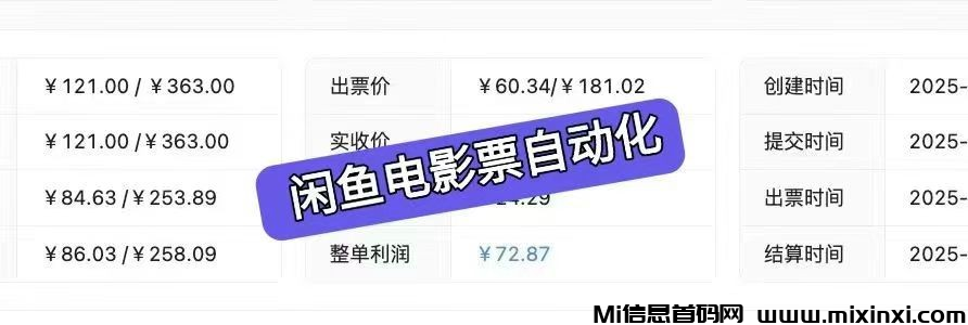 闲鱼自动化电影票G机项目，刚需市场，收益秒到账-首码项目网