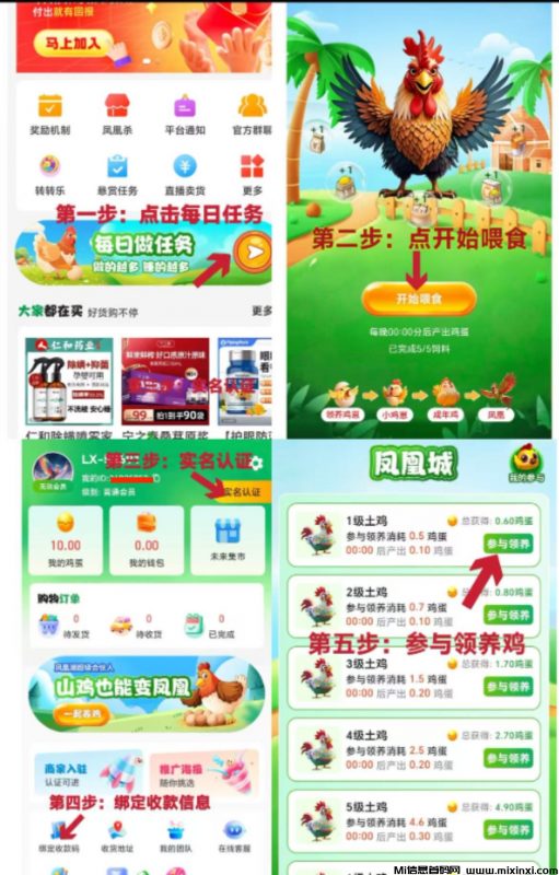 凤凰之城零撸，实体养鸡场+线上喂养+爬墙，多生态应用版块-首码项目网