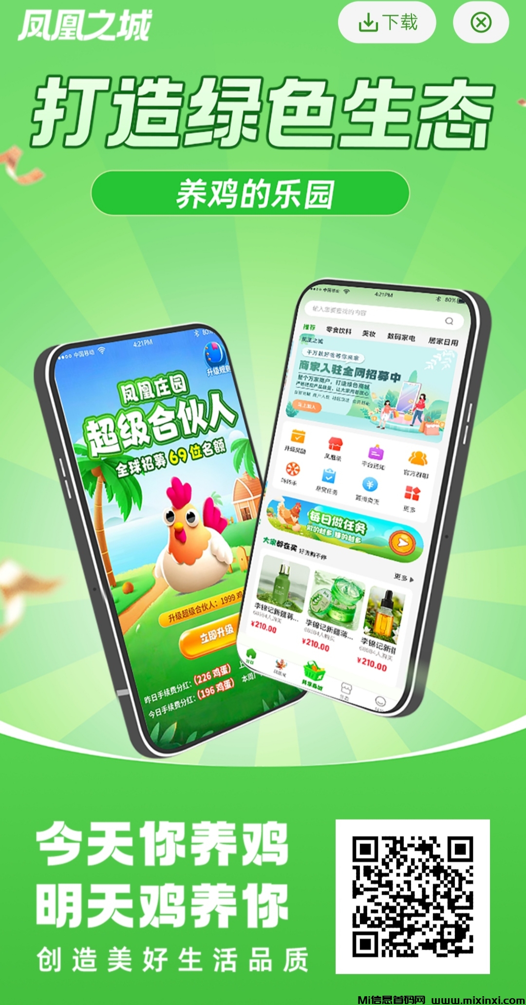 凤凰之城，养鸡+爬墙模式-首码项目网